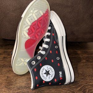 New Converse Chuck 70 Hi Embroidered Lips Crafted With Love Black Sneakers